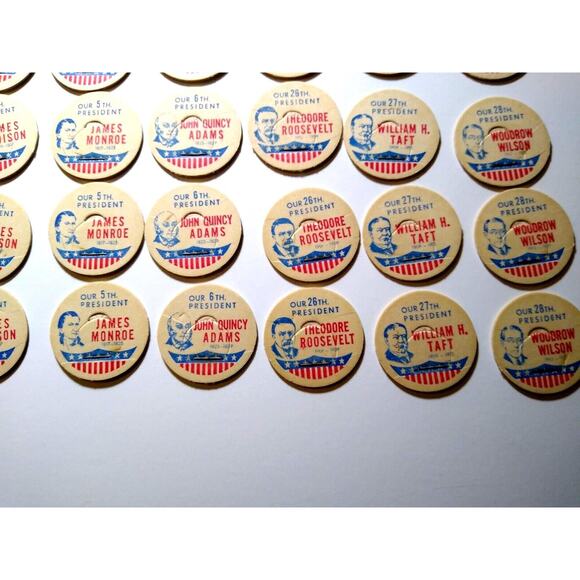 Lot Of 28 Vintage US President Milk Bottle Caps 7 Different Patriotic Jefferson - Picture 5 of 7